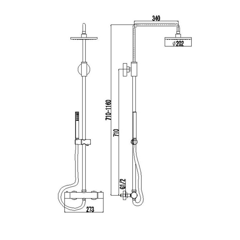 Best-Design Paris-200 thermostatische regendouche-opbouwset3