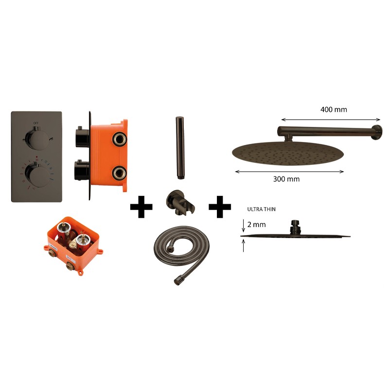 Design inbouw regendouche set RVS M-300 Gunmetal